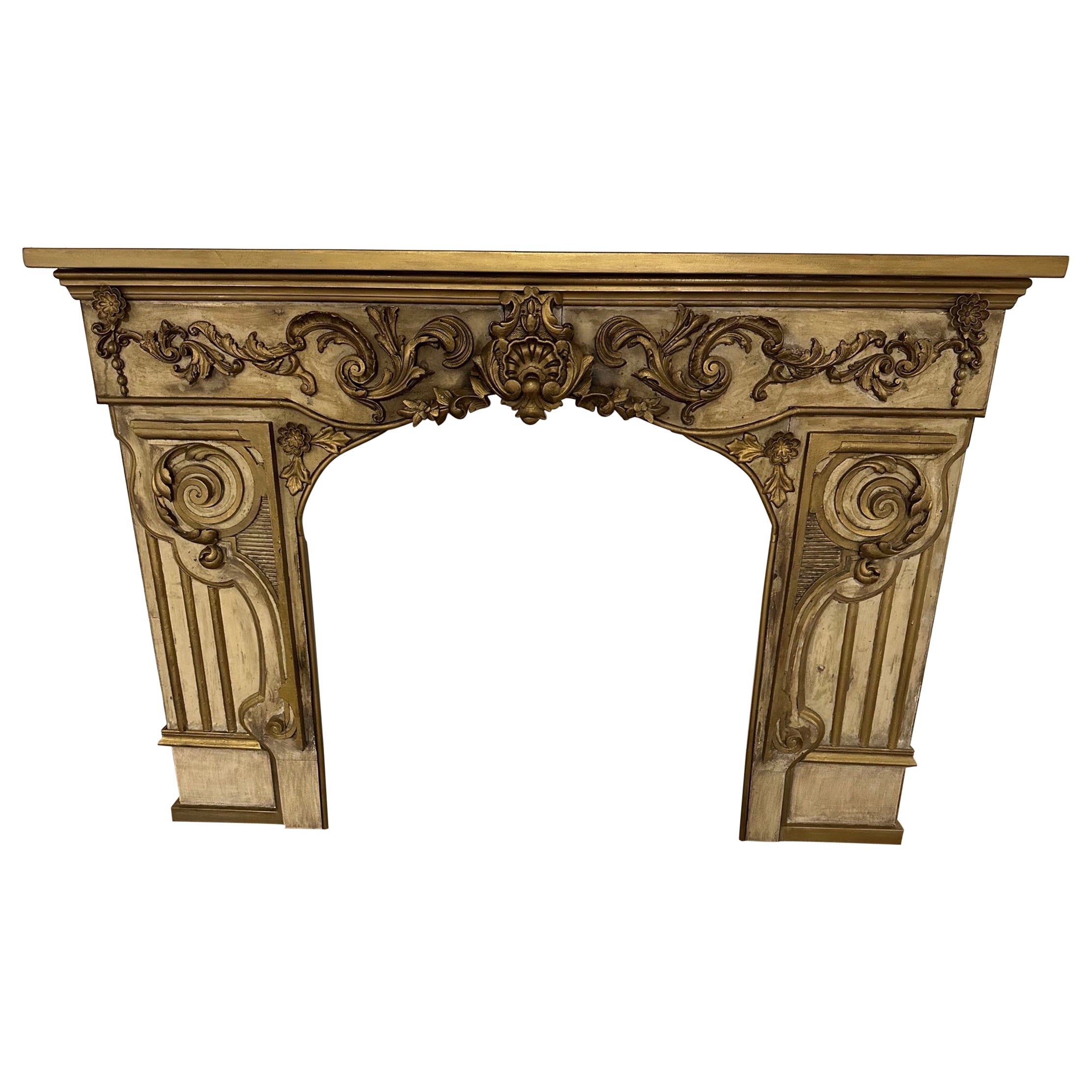 Antique French Baroque Fireplace Mantel For Sale