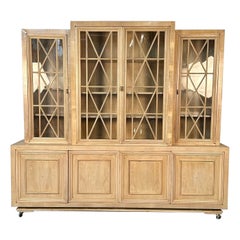 Retro Large Mid-Century Modern Breakfront / Bookcase / Cabinet, Light Oak