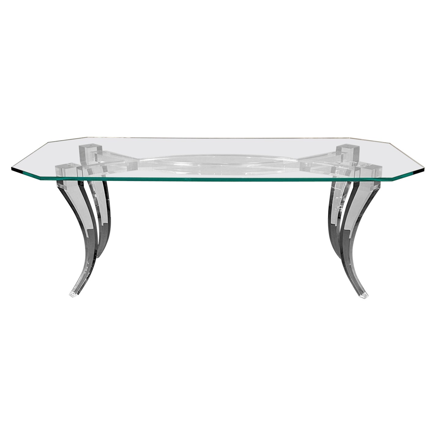 Moderner Ess-/Keramiktisch aus Lucite und Glas, amerikanischer Designer, 2000er Jahre im Angebot