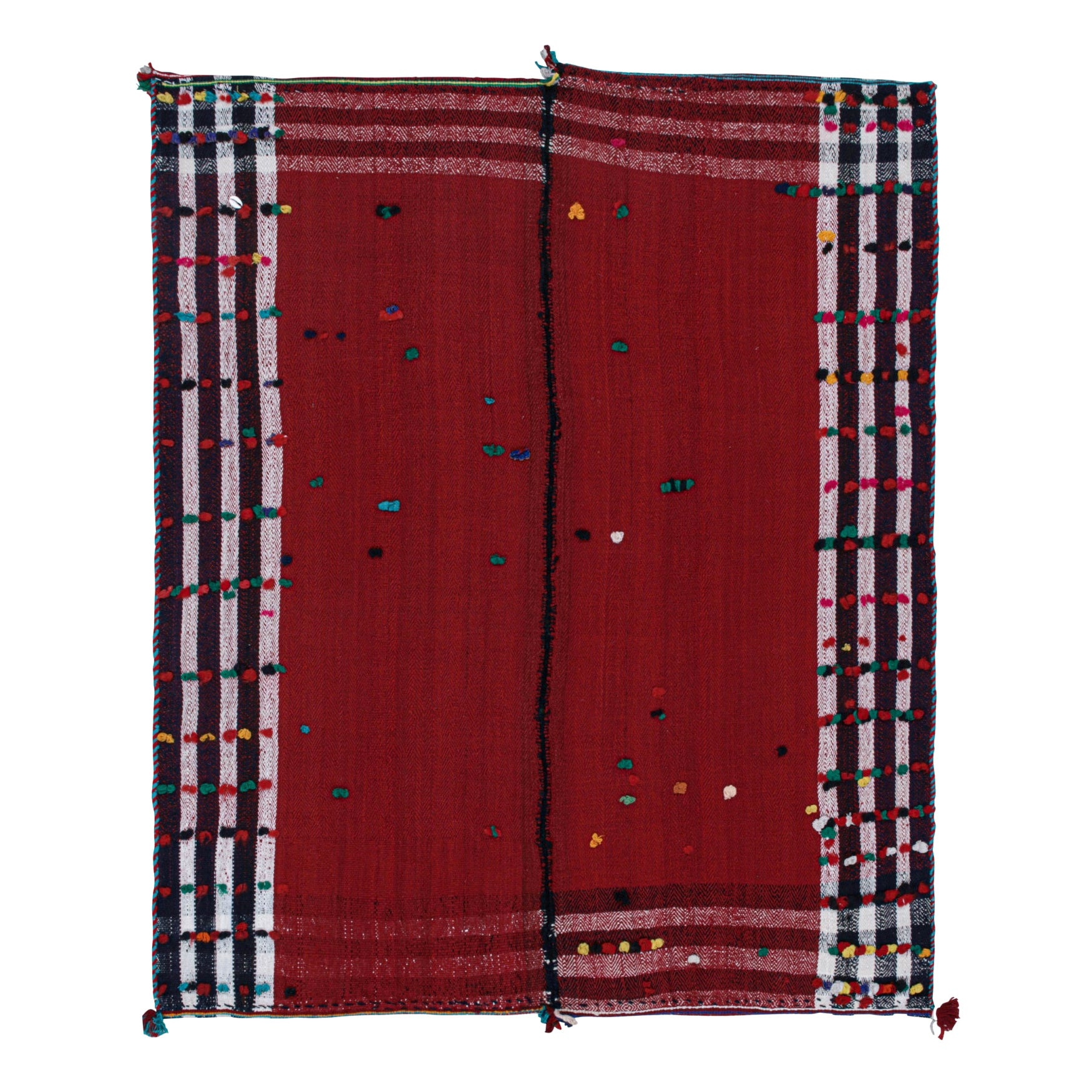 Vintage Persian Kilim in Red, White & Black, Panel Style by Rug & Kilim