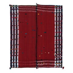 Retro Persian Kilim in Red, White & Black, Panel Style by Rug & Kilim