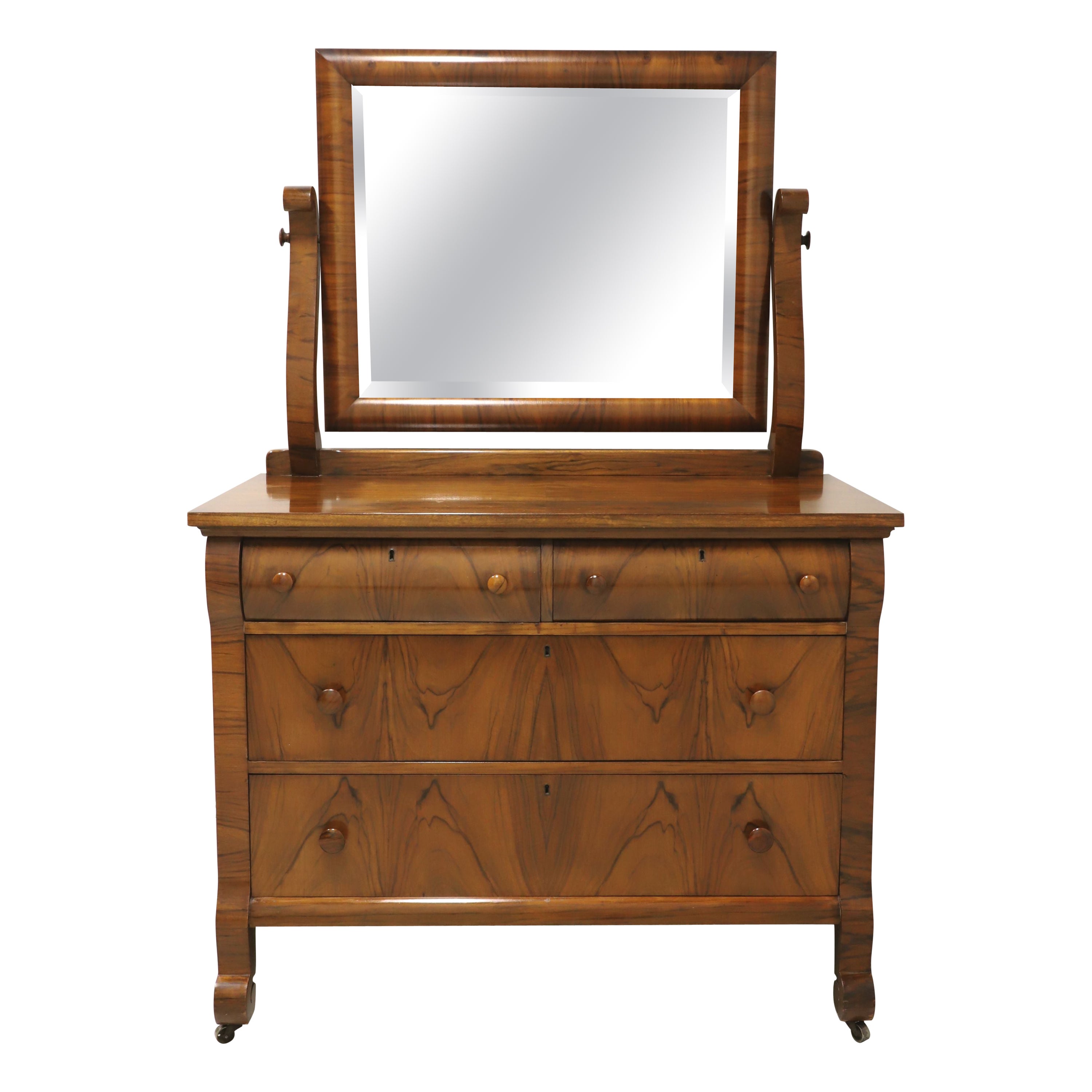 BALKWILL & PATCH Antique 19th Century Empire Style Rosewood Dresser with Mirror For Sale