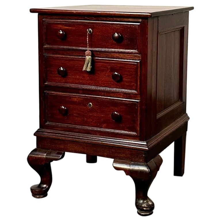 18th/19th Century Mahogany Georgian Queen Anne Leg Chest / Nightstand,  English For Sale at 1stDibs