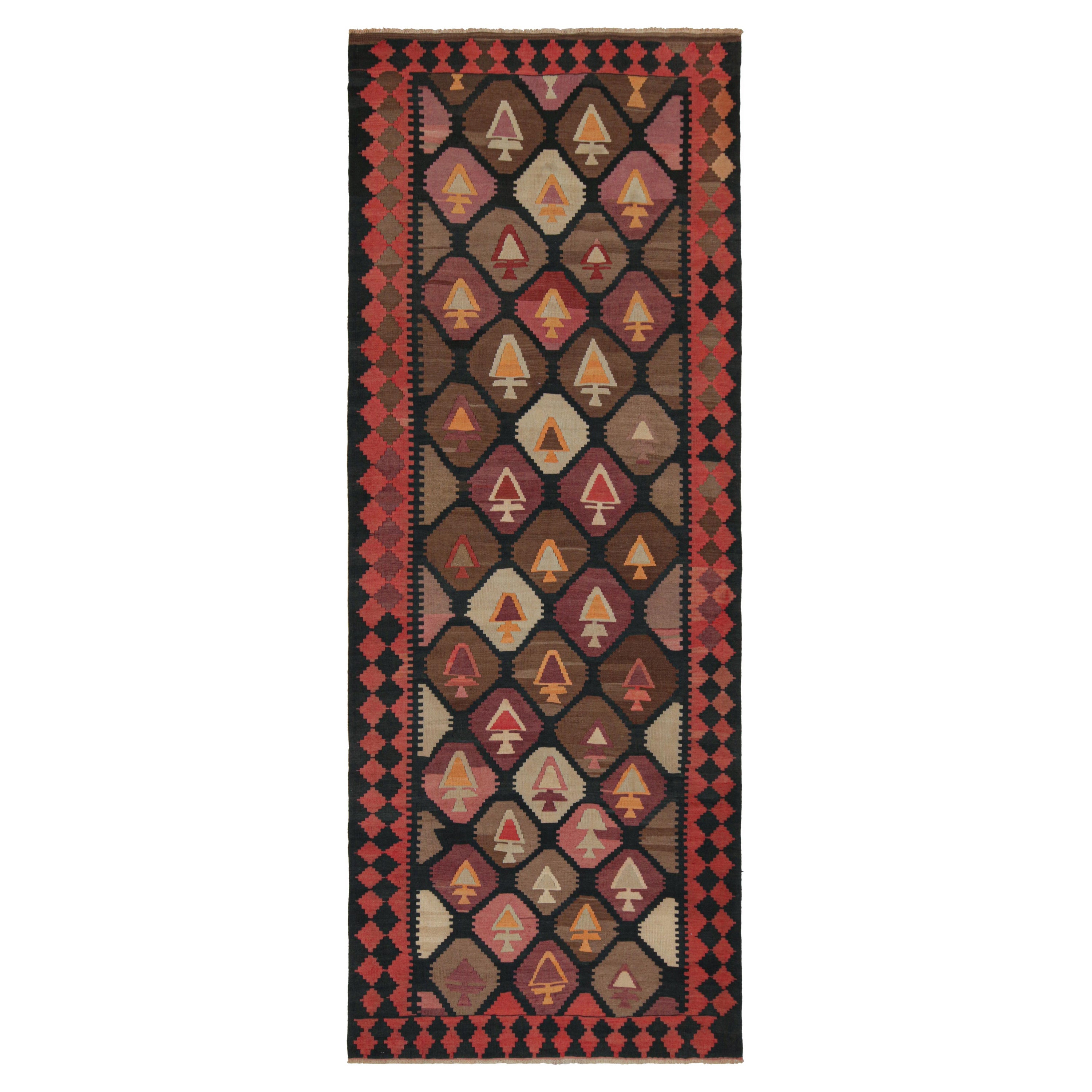 Vintage Persian Kilim in Red, Black and Brown Geometric Patterns by Rug & Kilim For Sale