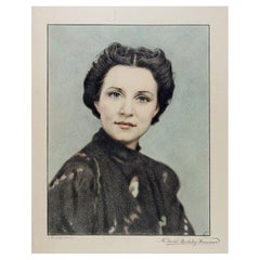 Vintage Charles Berkeley Normann Portrait of Geneva Flores Hart Drawing