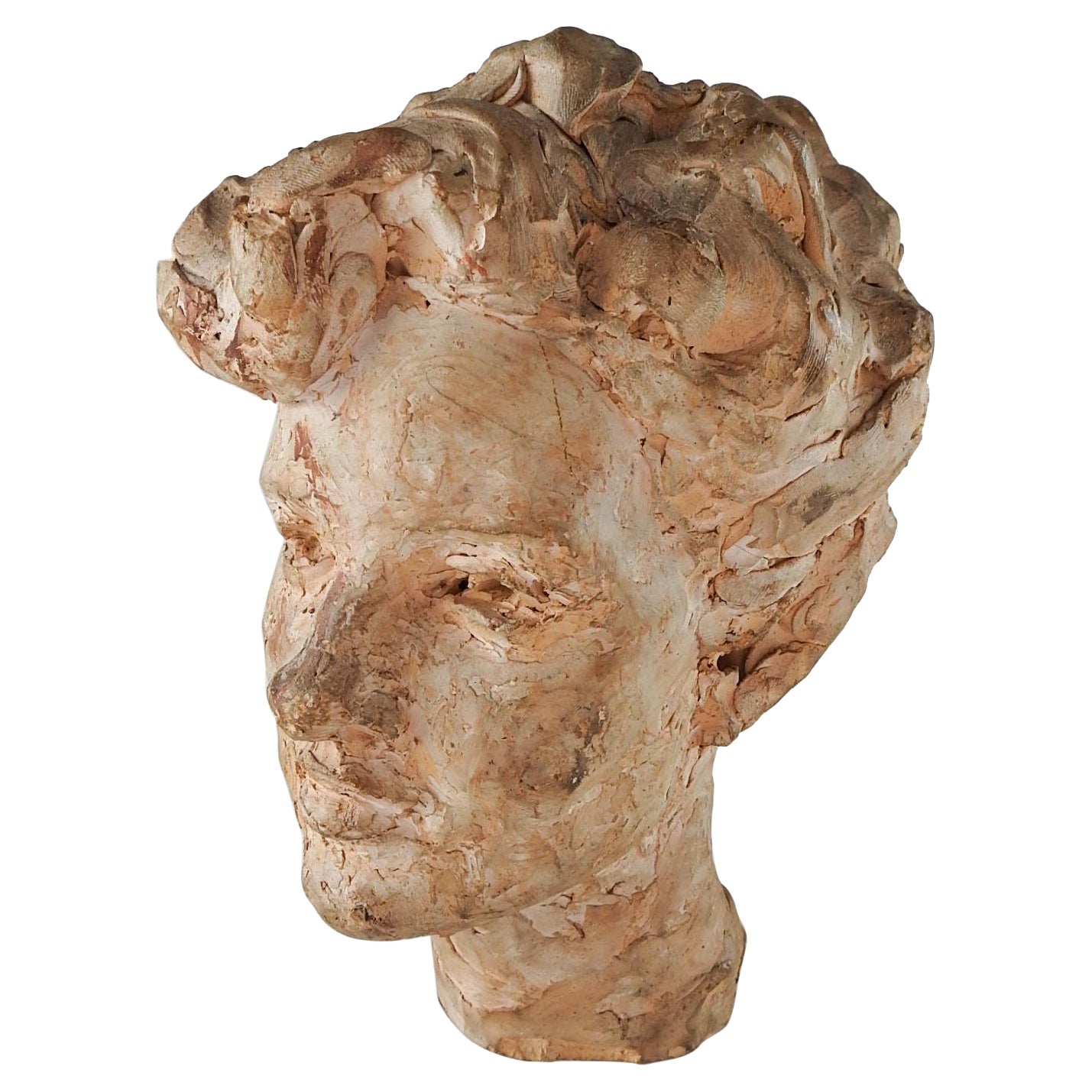 "Head of Young Man, " Striking, Unique Bronze Sculpture by Brandis