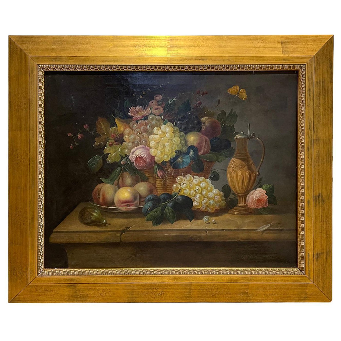 19th Century Austrian Still Life Oil Painting with Flowers by Eduard Wuger