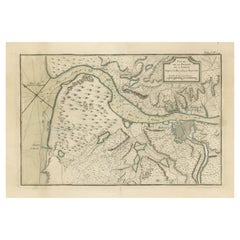 Antique Map of the Adour River, Near Bayonne, France