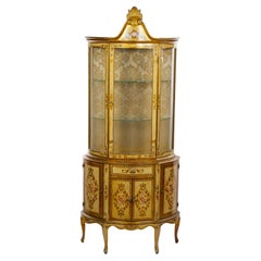 Mid-Century Italian Lacquered Hand Painted Gold Wood  Vitrine