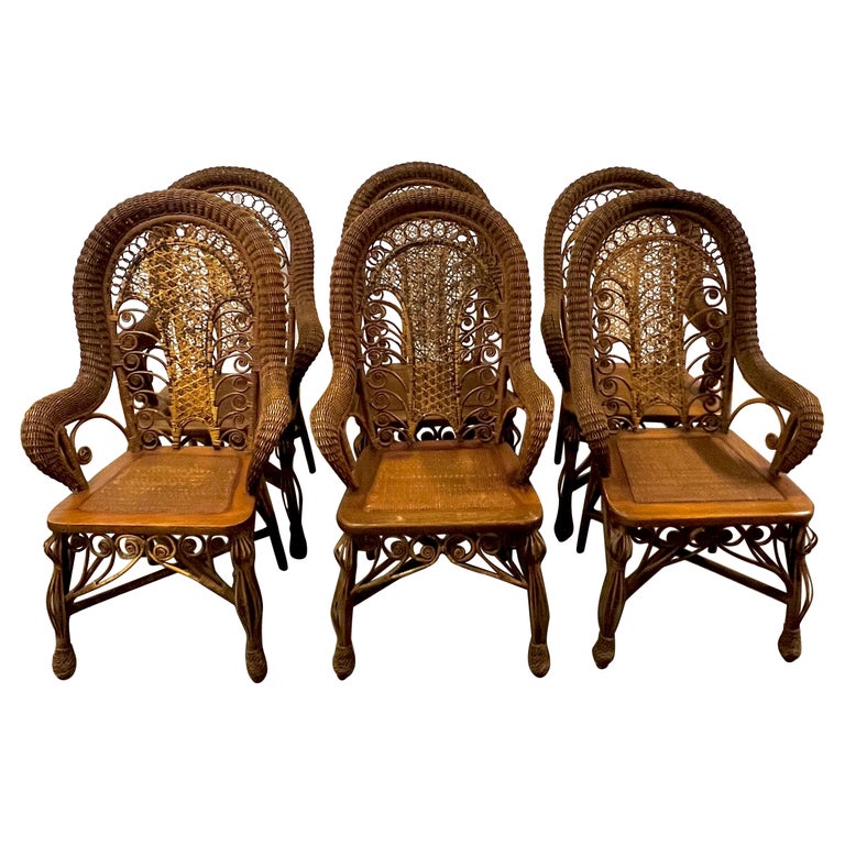 6 Wicker Dining Room Chairs For Sale at 1stDibs