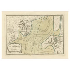 Antique Map of Hondarribia Near the Bidasoa River, France & Spain