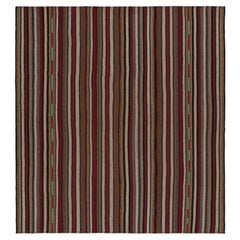 Vintage Persian Kilim in Red, Beige-Brown and Blue Stripes