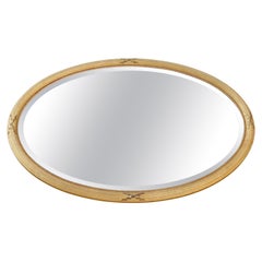 Large Antique Oval Gilt Wood Bevelled Mirror