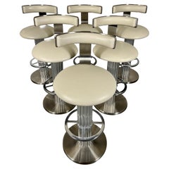 Design For Leisure Brushed Stainless Steel Bar Stools, Set of 6