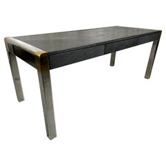 Retro Karl Springer Shagreen & Chrome Executive Desk