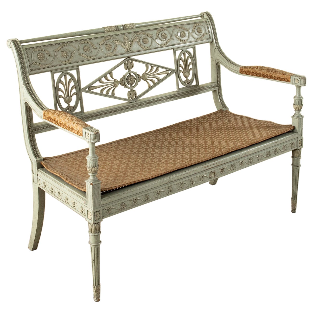 Early 20th Century French Directoire Style Painted Ash Banquette, Settee