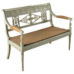 Used Early 20th Century French Directoire Style Painted Ash Banquette, Settee