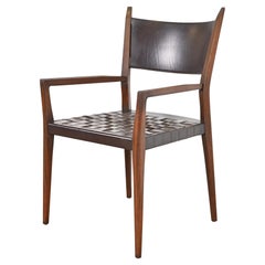 Paul McCobb for Directional Irwin Collection Mahogany and Woven Leather Armchair
