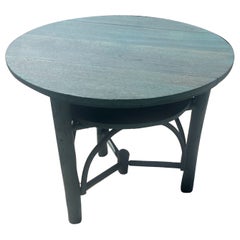 Blau lackierter runder Hickory-Tisch des frühen 20. Jahrhunderts