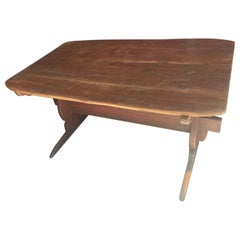 18th Century Original Red Painted Trestle Table from New England