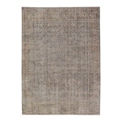 All-Over Vintage Turkish Distressed Rug in Cream, Lavender, Taupe, and Green