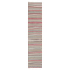 Colorful Vintage Turkish Kilim Runner with Stripes and Multi Colors 