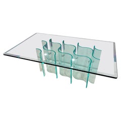 Mid-Century Modern Hollywood Regency Sculpted Lucite and Glass Coffee Table