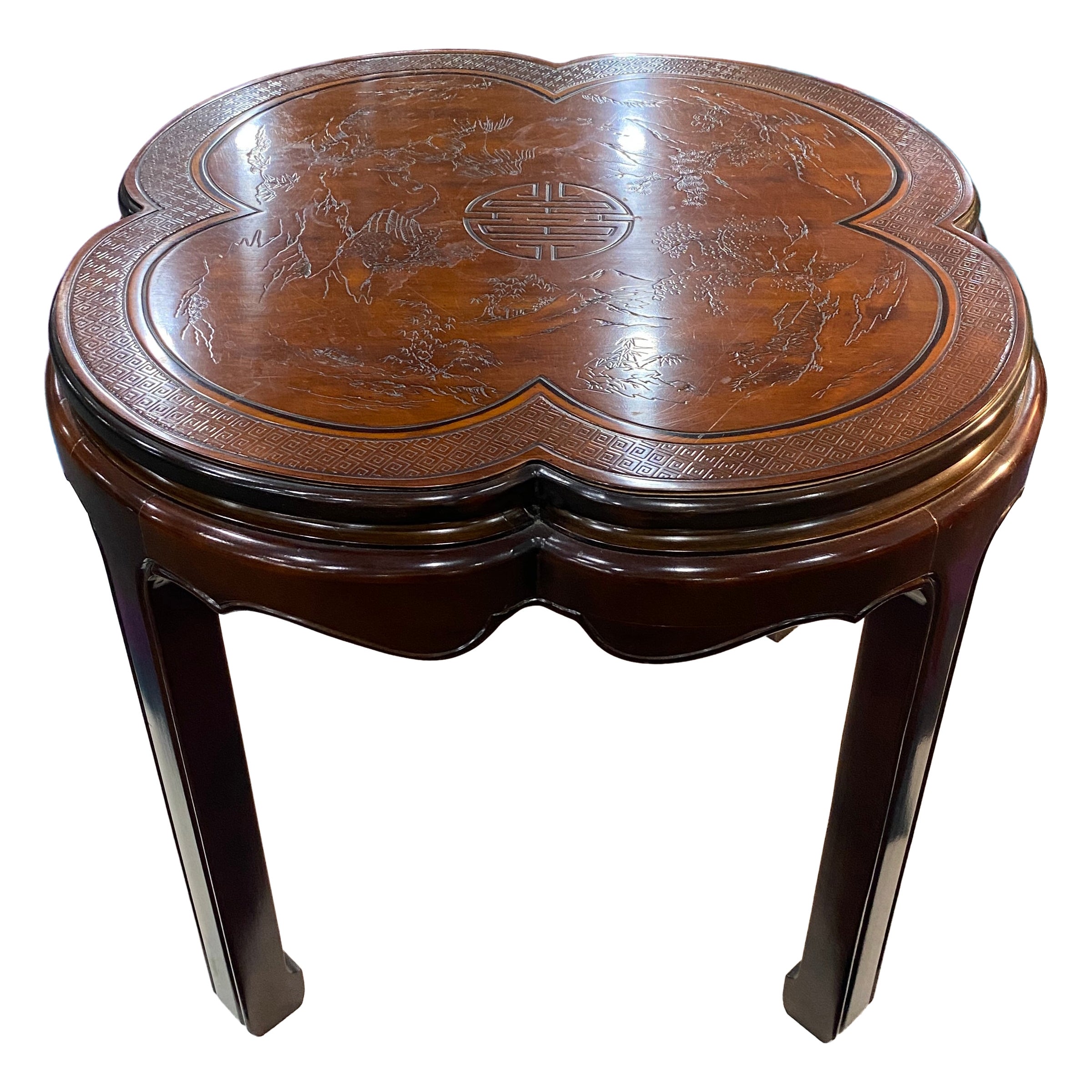 Chinese Victorian Style End Table, Round Chinese Cocktail or Coffee Table