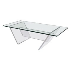 French Plexiglass and Glass Coffee Table, 1980s