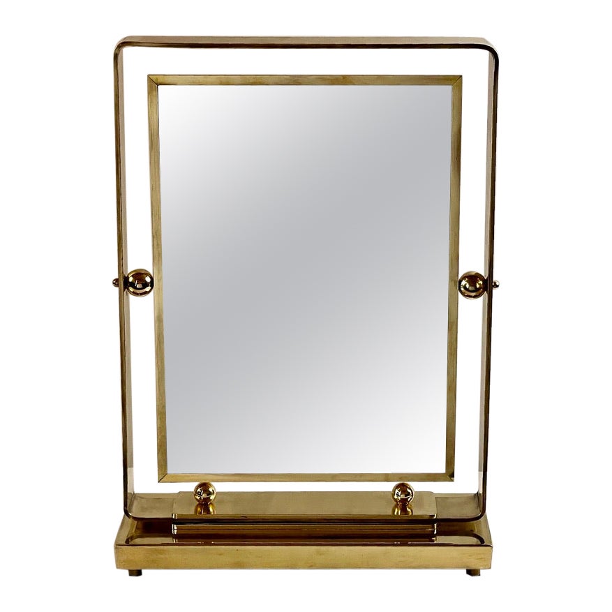 Late 20th Century Italian Brass Double Sided Table Mirror For Sale