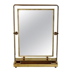 Antique Late 20th Century Italian Brass Double Sided Table Mirror
