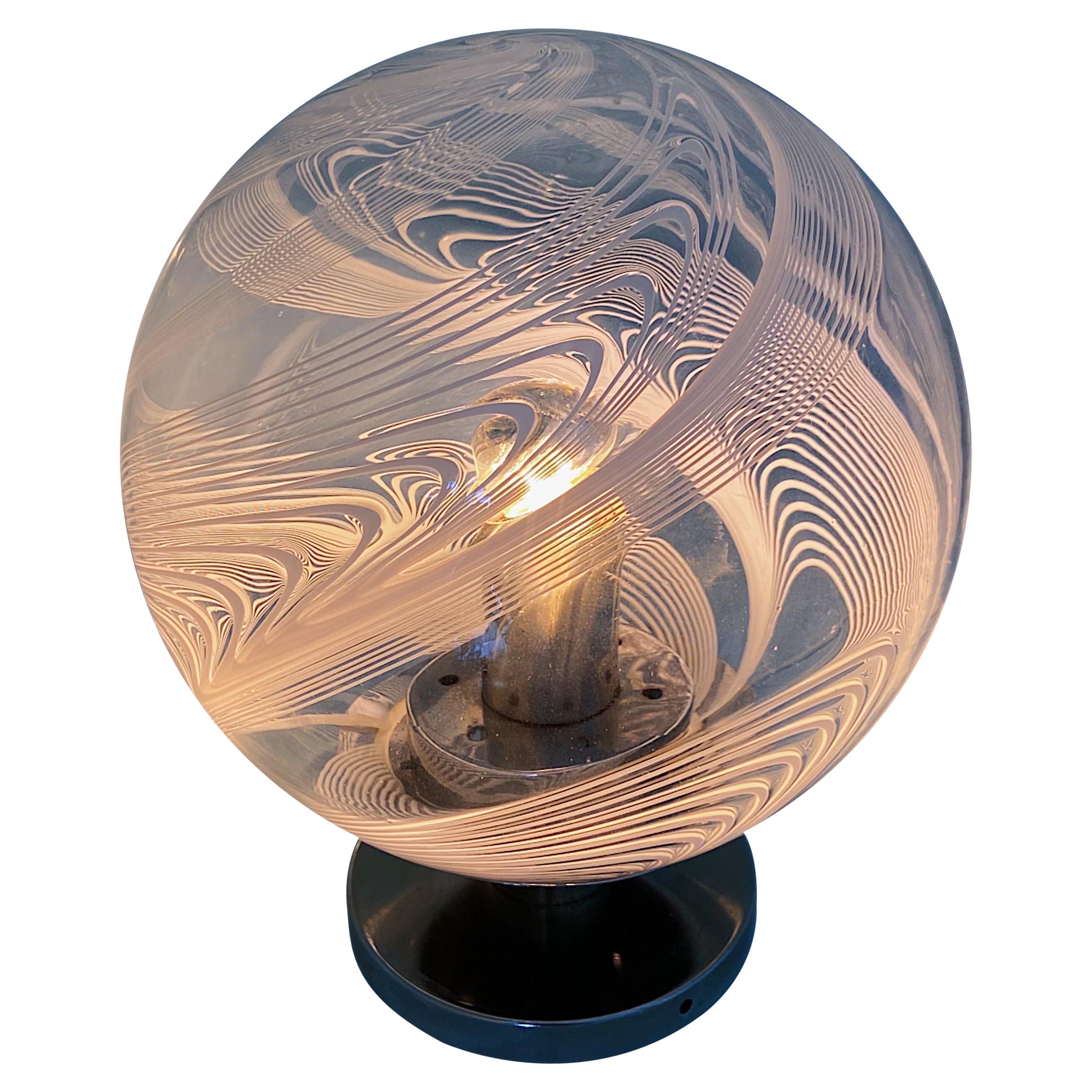 1970s Murano Glass Swirl Table Light by Venini