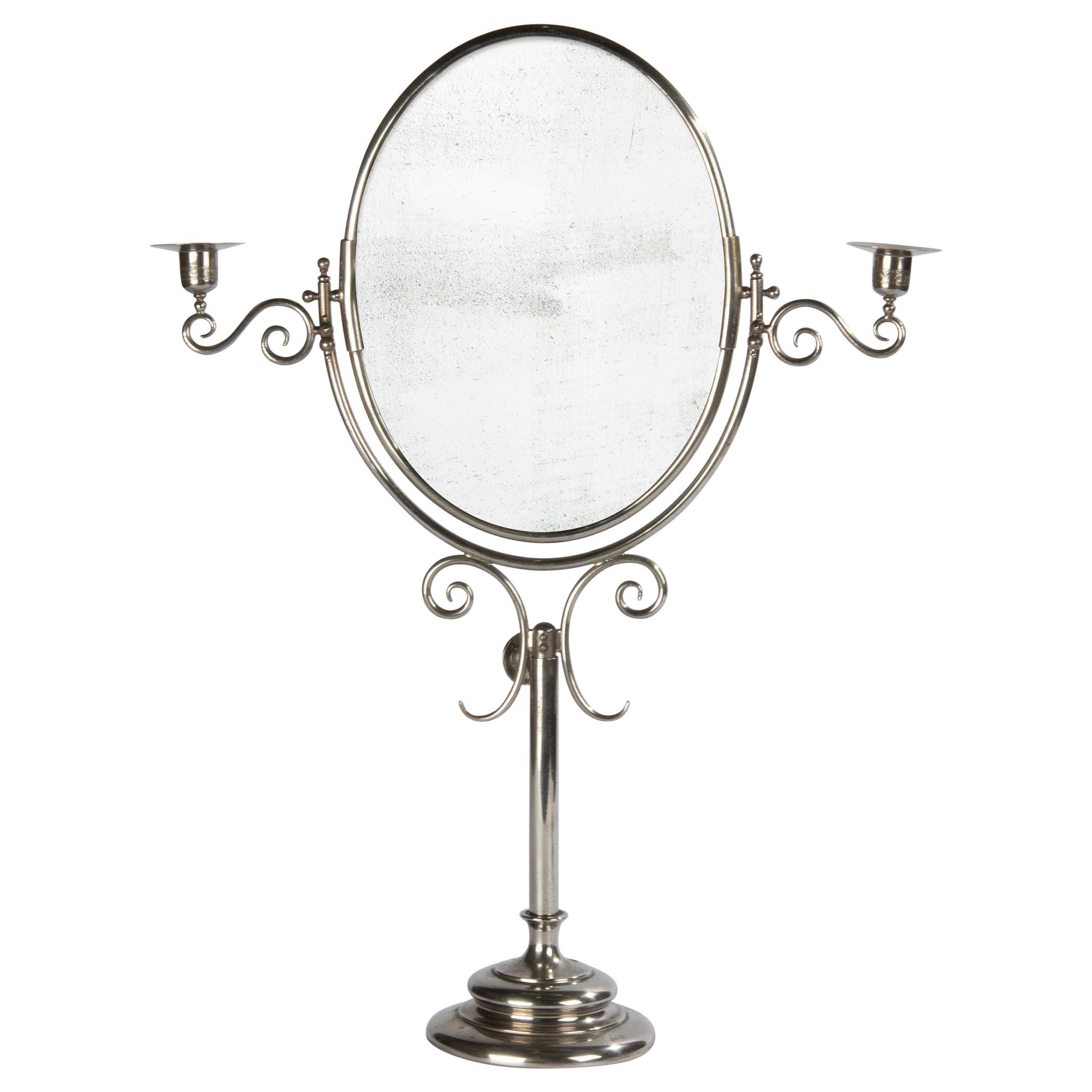 Début du 20ème siècle Table vanité miroir chromé Chandeliers en vente