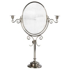 Début du 20ème siècle Table vanité miroir chromé Chandeliers