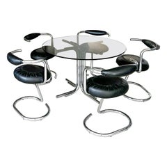 Vintage Space Age Dining Set with Six Cobra Chairs by Giotto Stoppino and Matching Table