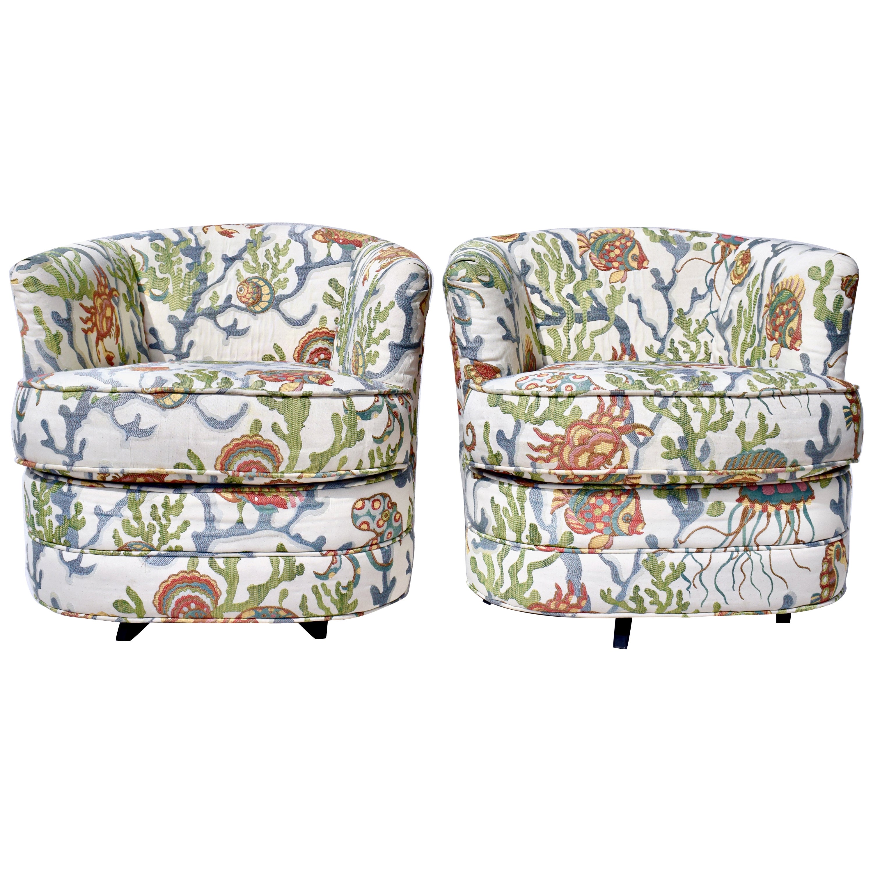 Harvey Probber Barrel Back Swivel Club Chair at 1stDibs