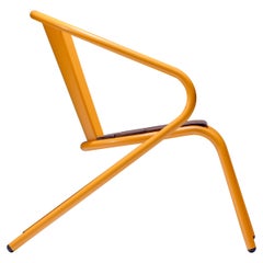 BICAlounge Modern Outdoor Steel Lounge Chair Melon Yellow with Ipê Wood Slabs