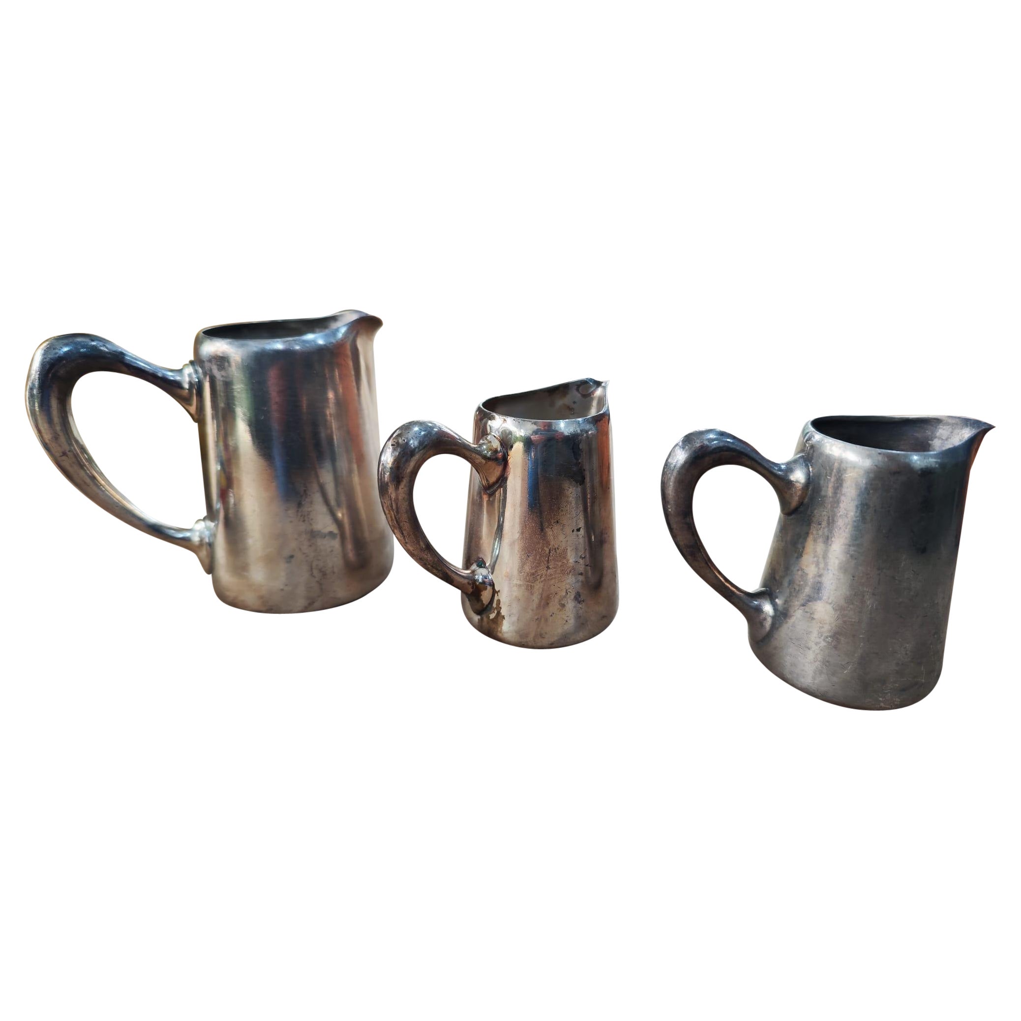 1970s Three Silver Plate Jugs from the House of Kristoff For Sale