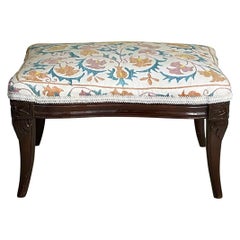 Used Hand Carved Suzani Embroidery Foot Stool
