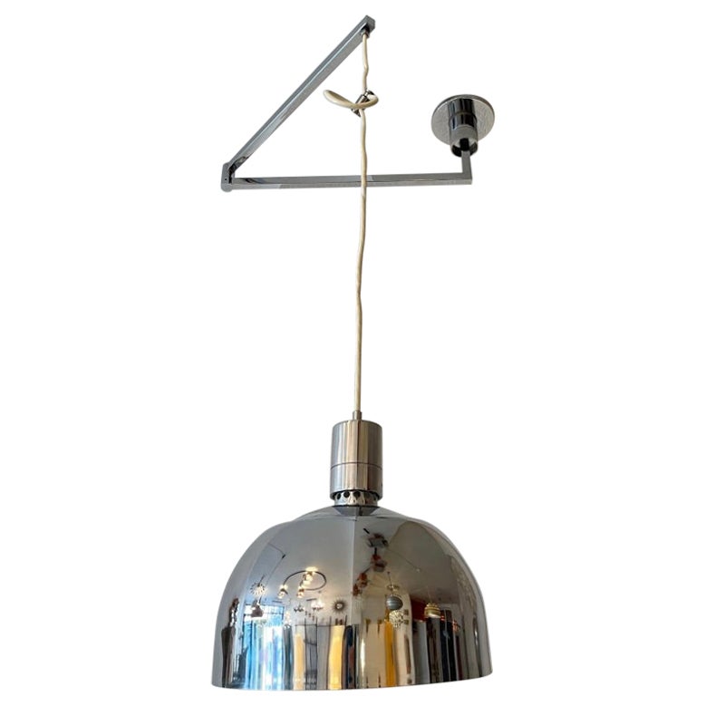 Vintage Swing Arm Chrome Ceiling Lamp "AM/AS" by Franco Albini Italy, circa 1969 For Sale