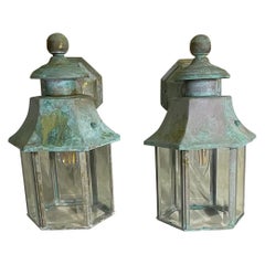 Pair of Wall Hanging Brass Lantern