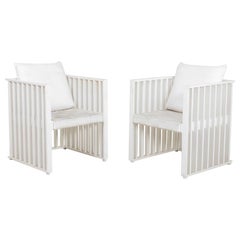Two White "Purkersdorf" Armchairs by Josef Hoffmann, Vienna, Design from 1906