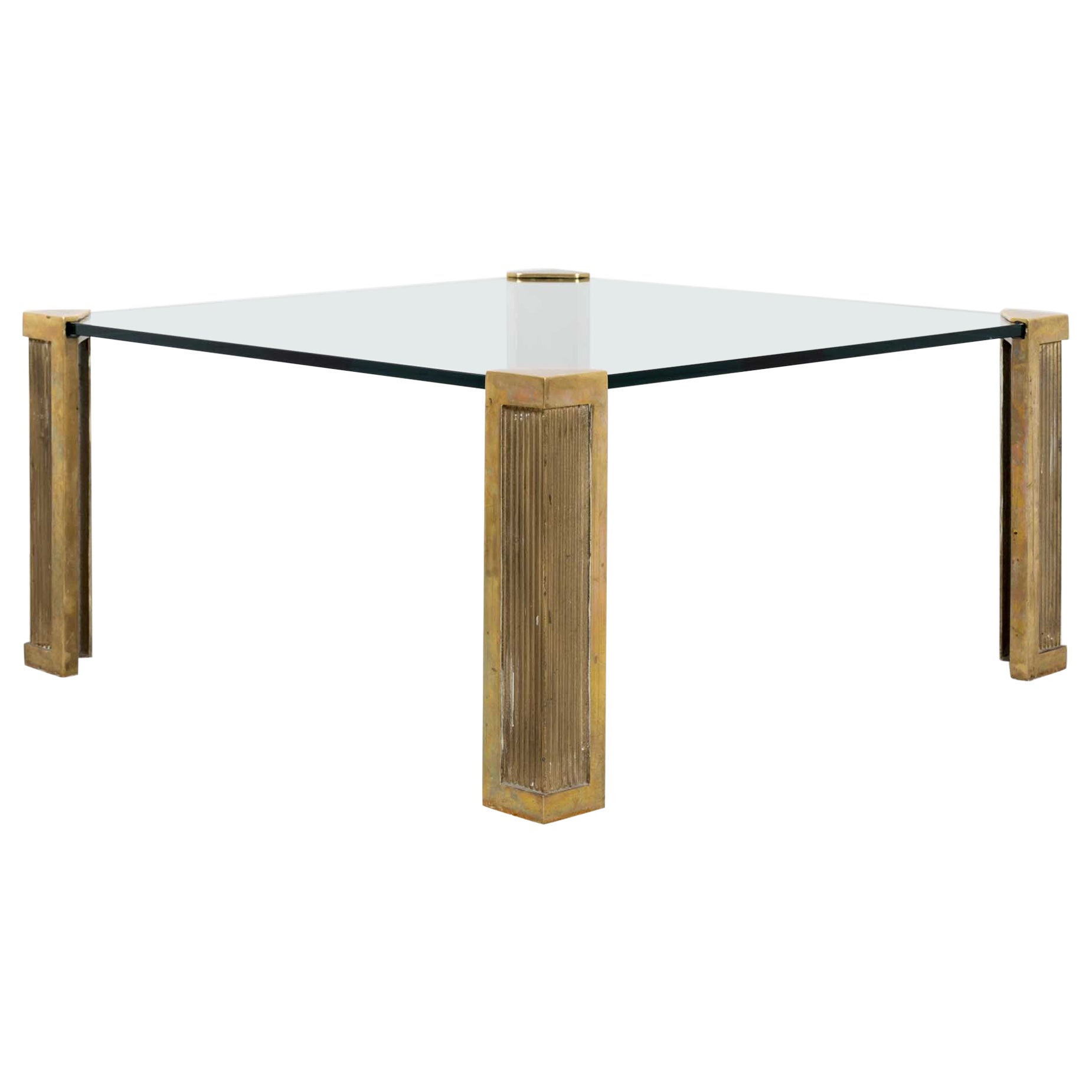 Glass and Brass Coffee Table, Peter Ghyczy, 1970s