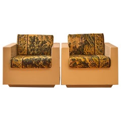 Pair of Massimo & Lella Vignelli "Saratoga" Cube Chairs for Poltronova