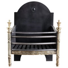 English Brass and Steel Fire Basket in the Regency Taste