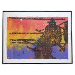 Contemporary Hand Made Paper Print Abstract Helicopters