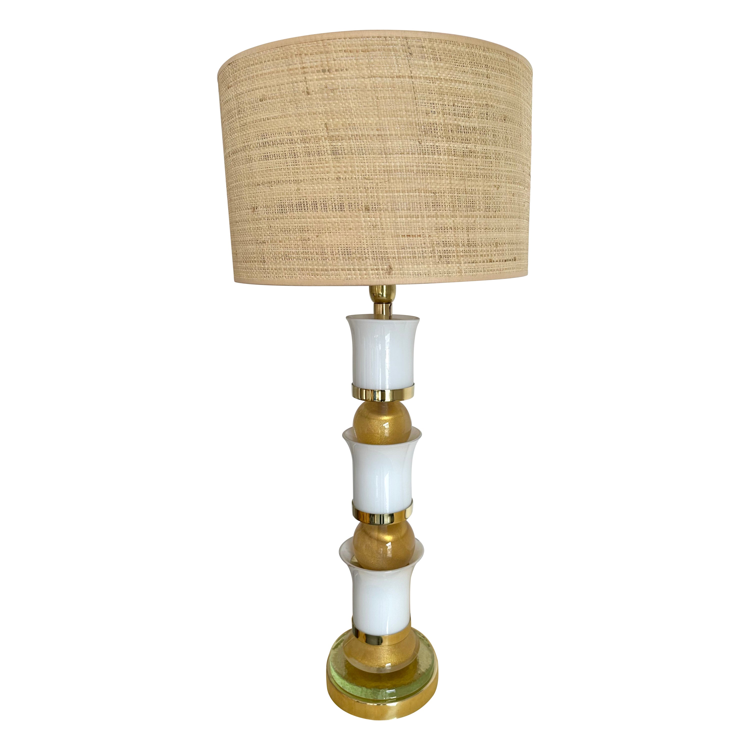 Lampe palmier contemporaine en laiton et verre de Murano, Italie