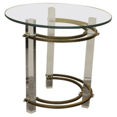 Retro Side table in lucite and brass by Charles Hollis Jones