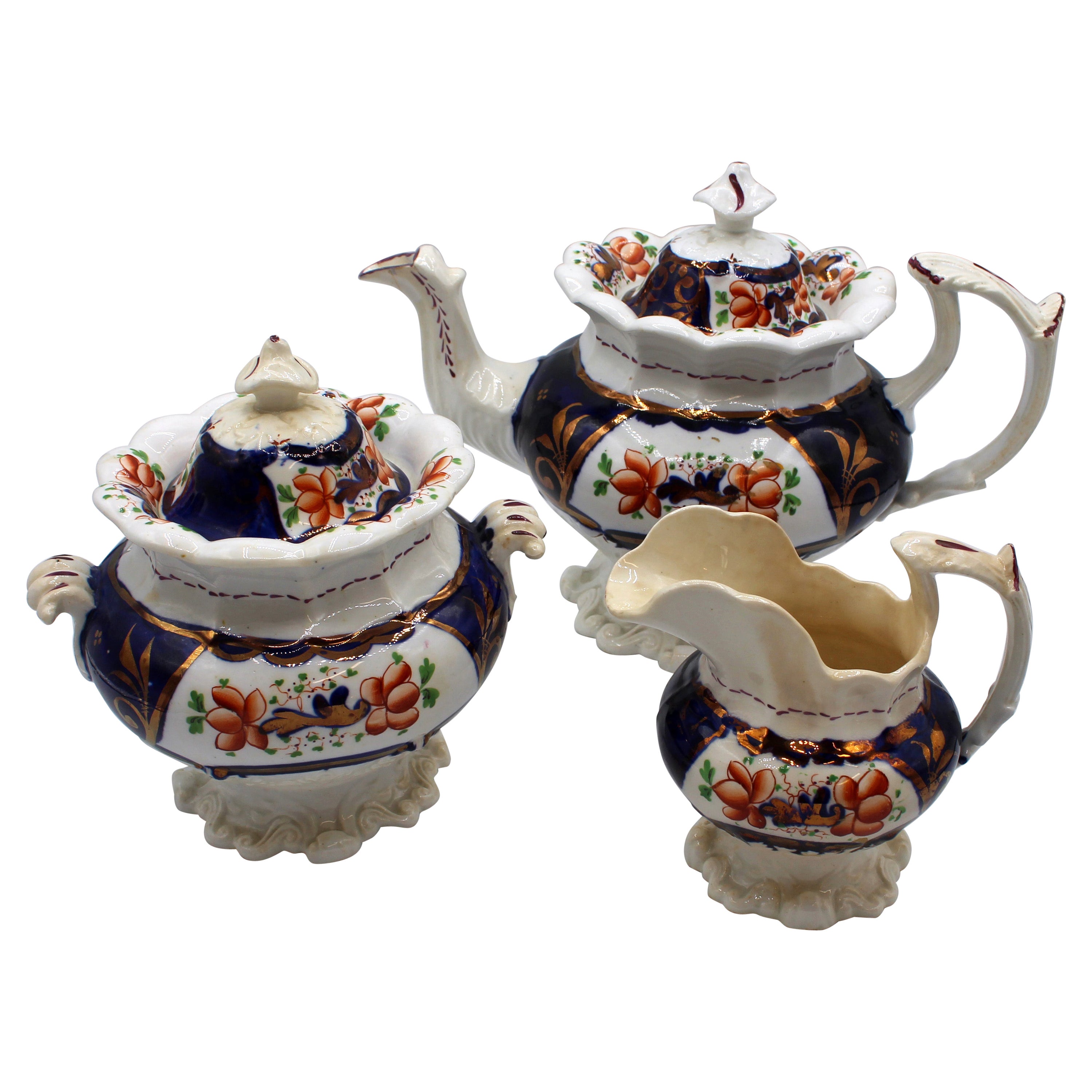 Mid-19th Century Gaudy Welsh Tea Set