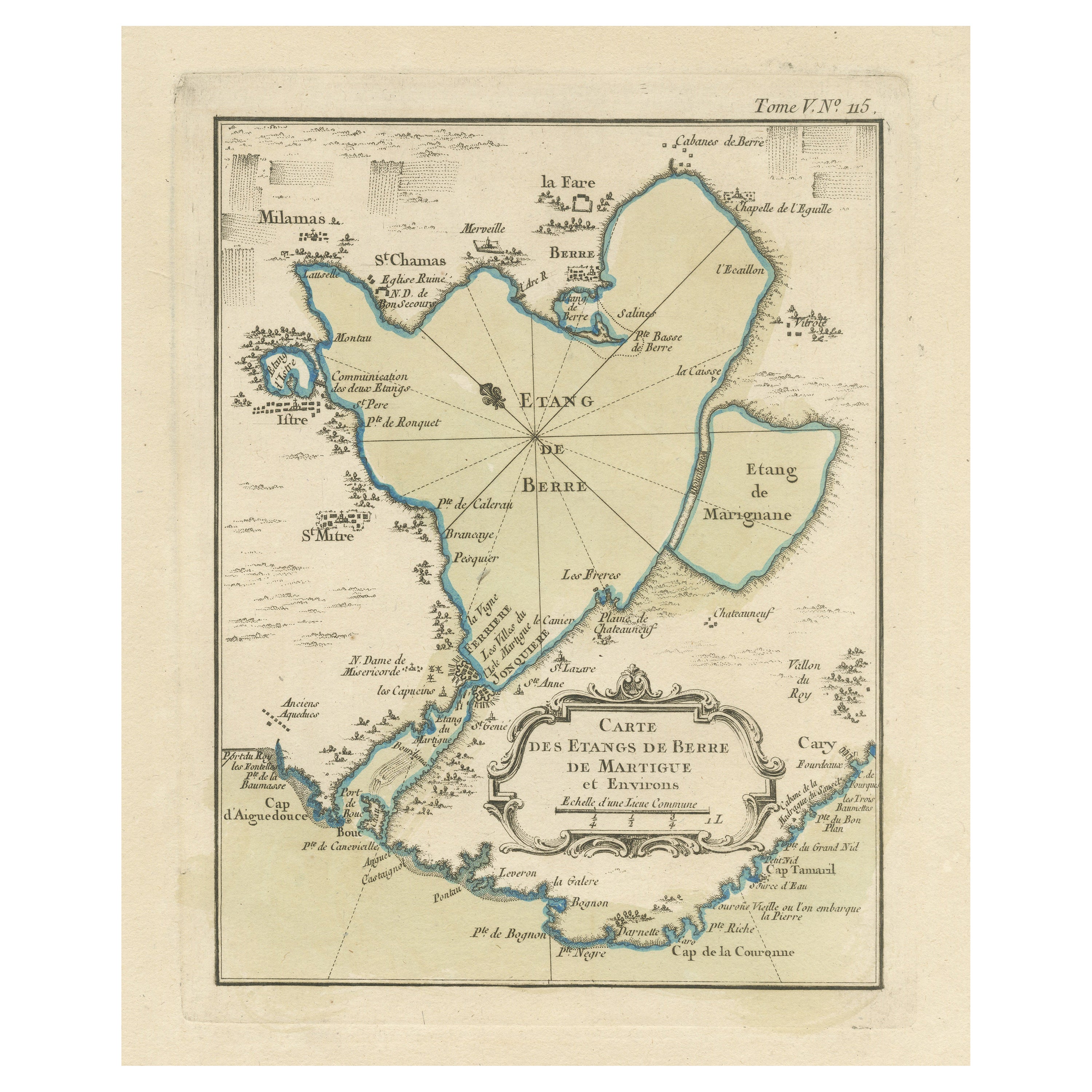 Antique Map of the Region of Berre-l'Étang, France For Sale